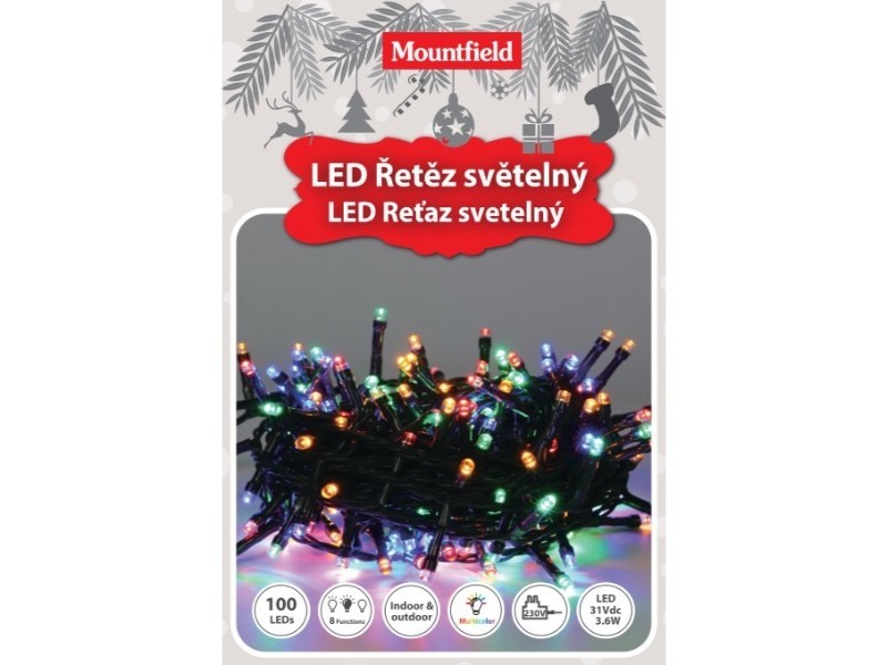 Svetelná reťaz 5m, 100LED, farebná 8fce - foto 4