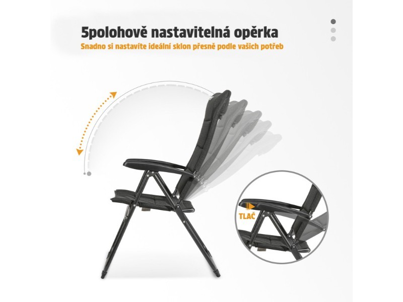 Skládací kempingové křeslo pro obytné vozy Luna, 3D síťovina