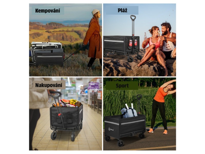 Skládací kempingový vozík Atlas, černý