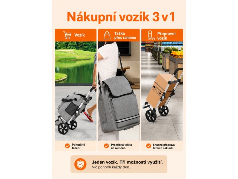 Skladací nákupný vozík s chladiacim boxom - foto 3