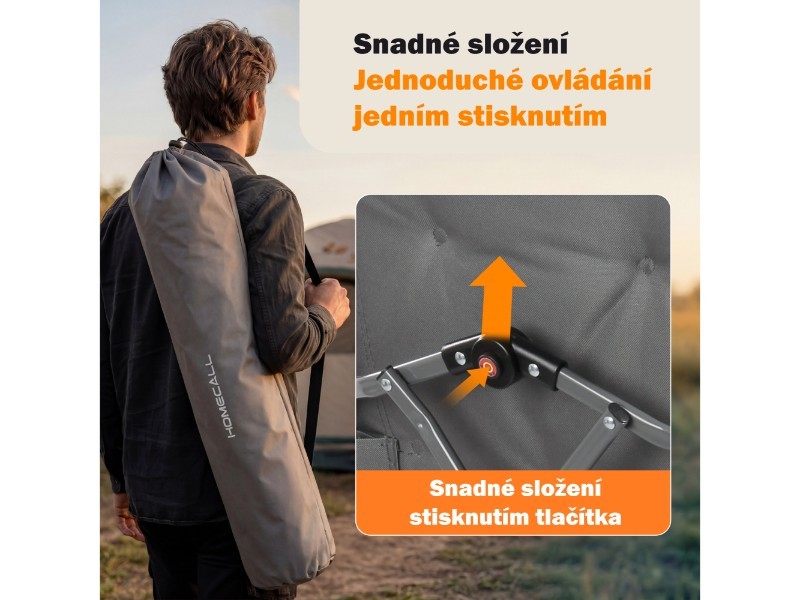Skladacie kempingové kreslo s drevenými podrúčkami, svetlosivá - foto 9