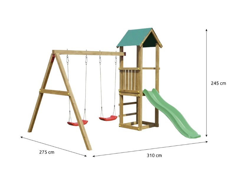 Dětské hřiště se zelenou skluzavkou Play Basic 008 - foto 3
