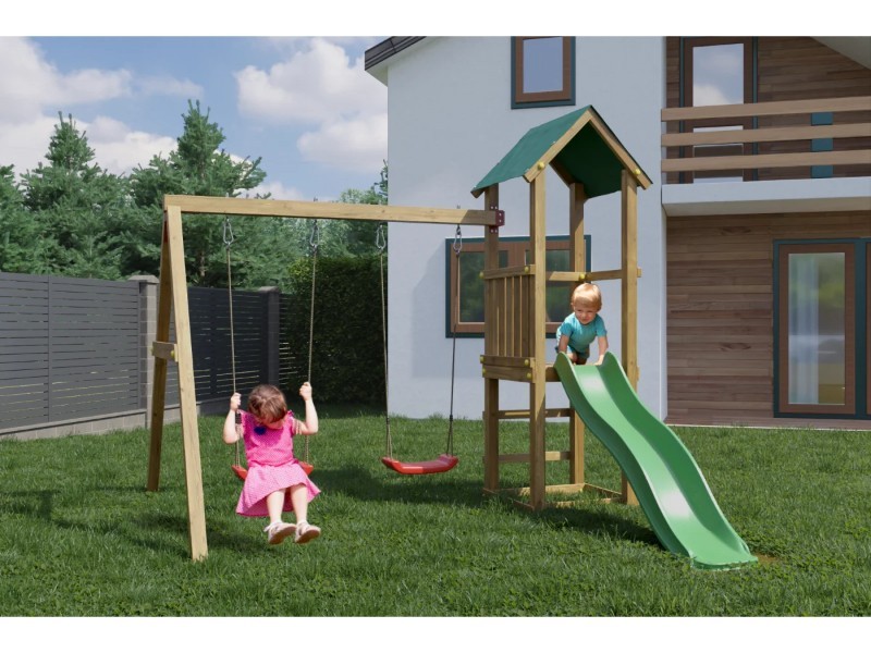 Dětské hřiště se zelenou skluzavkou Play Basic 008 - foto 4