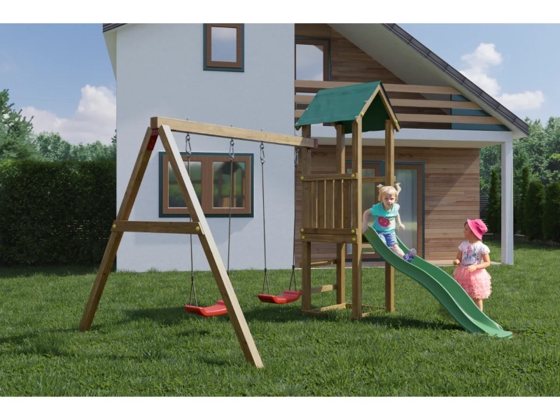 Dětské hřiště se zelenou skluzavkou Play Basic 008 - foto 5