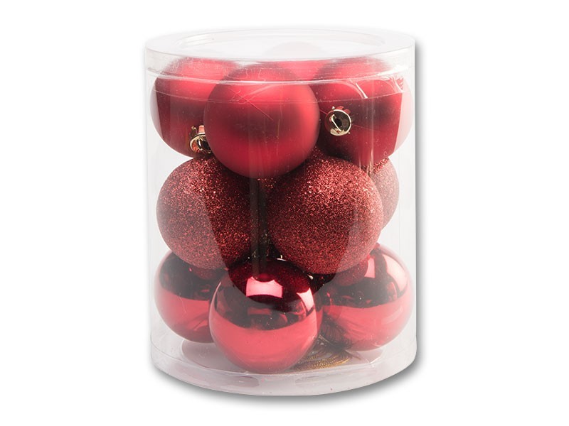 Vianočné gule Ø6cm červená, 12ks - foto 1