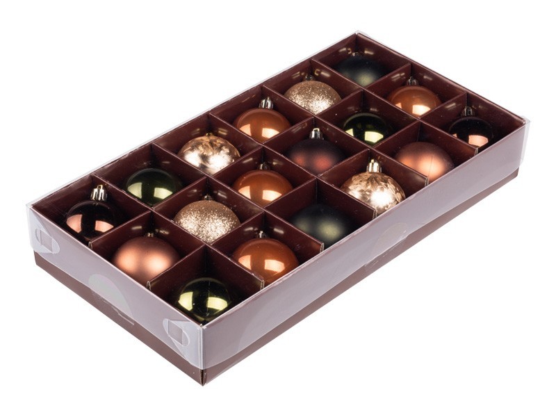 Vianočné gule, medený set s dekorom, 9x60 mm - foto 1
