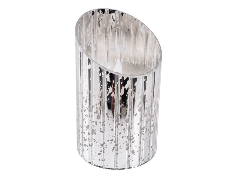 Sviečka strieborná LED krakovaná 12,5 cm - foto 2