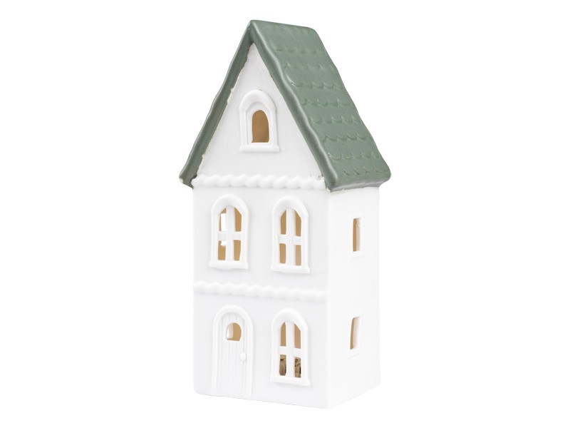 Vysoký domček so zelenou strechou 10,5x8x21,5 cm, LED - foto 5