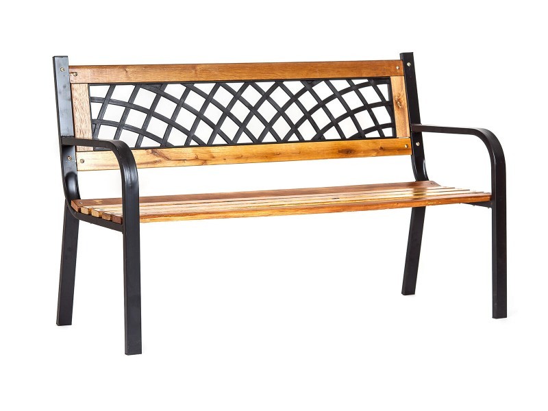 Zahradní lavička RUSTON 118x52x75cm, ocel/dřevo/plast - foto 3
