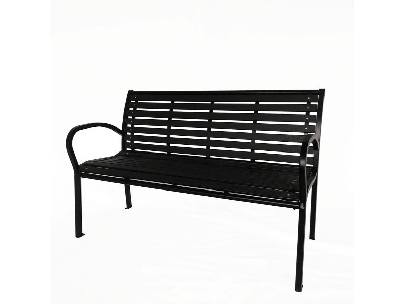 Zahradní lavička 125x60x80cm ocel/plast, černá - foto 1