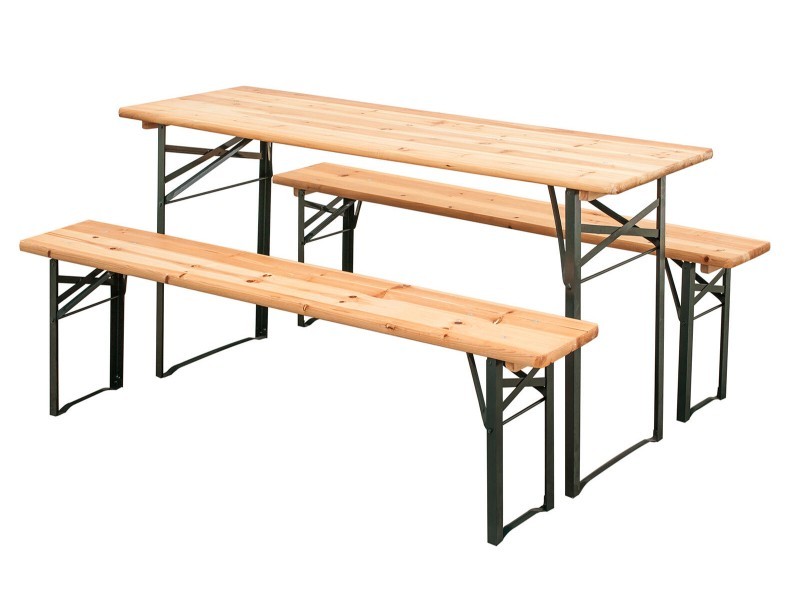 Zahradní pivní set 180cm stůl + 2 lavice, dřevo/kov - foto 1