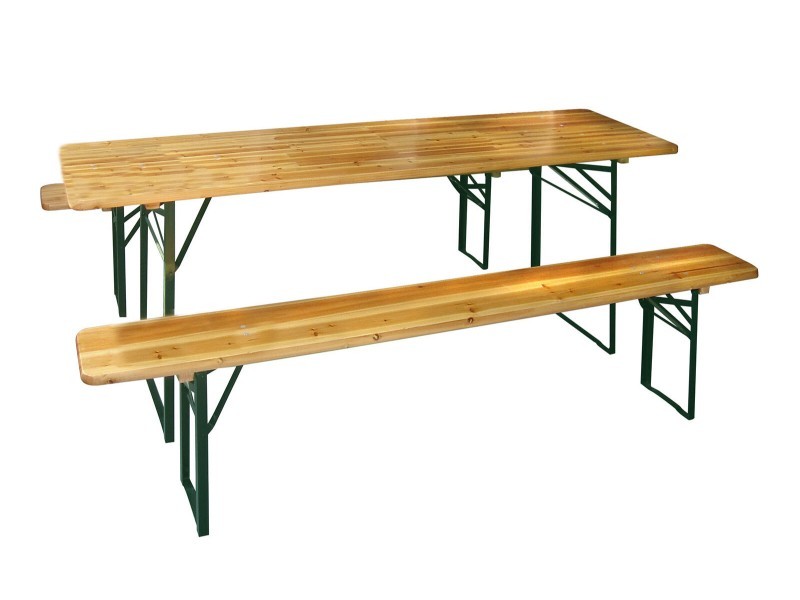 Zahradní pivní set 180cm stůl + 2 lavice, dřevo/kov - foto 2