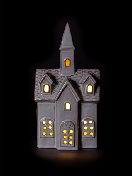 Keramický kostolík 24,7 cm, LED - foto 4