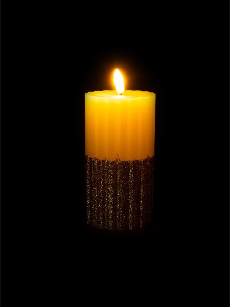 Sviečka LED trblietavá zlatá 7x13 cm - foto 1