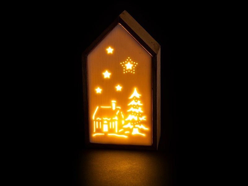 Keramická dekorace ve dřevě 9,5x6x17,5 cm, LED - foto 4