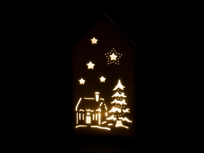 Keramická dekorace ve dřevě 9,5x6x17,5 cm, LED - foto 5