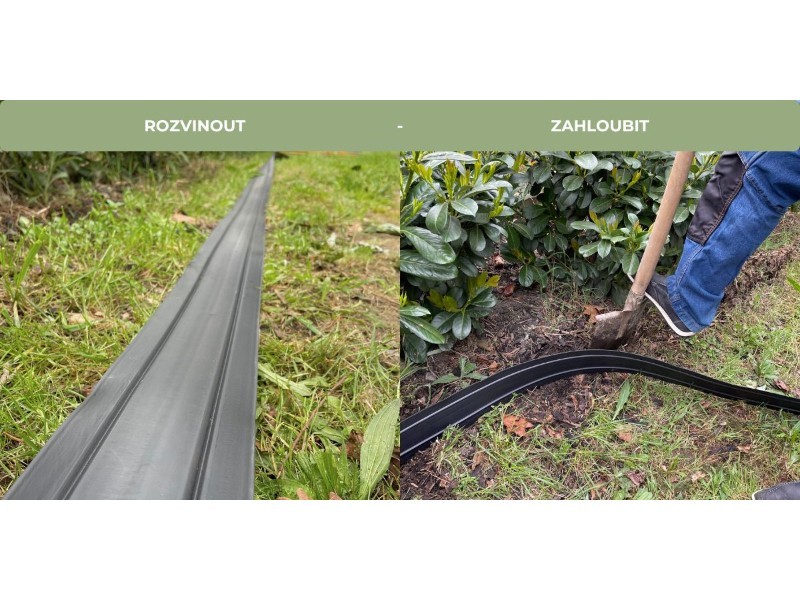 Záhradný obrubník plastový 6m, čierny - foto 7