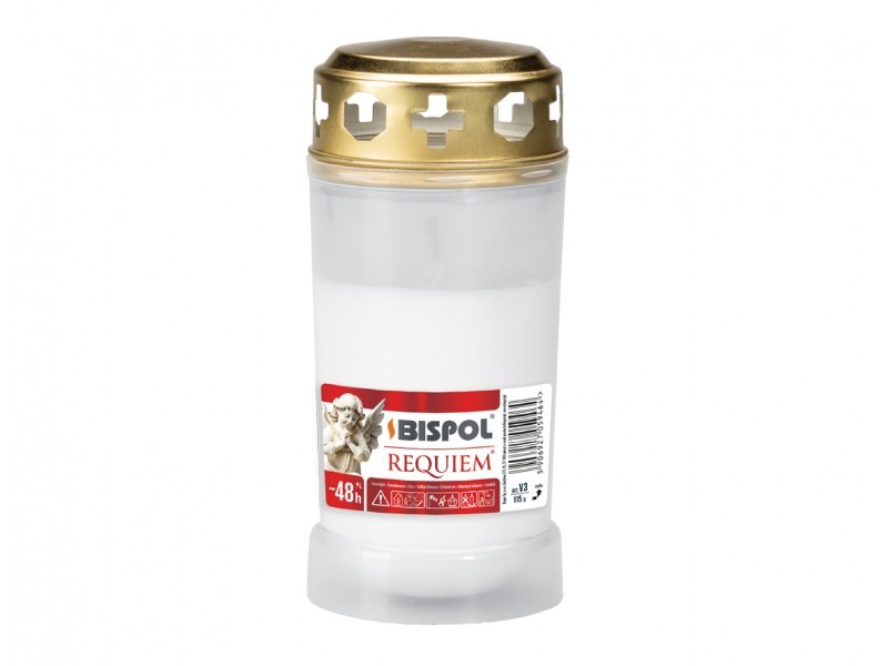 Lampička hřbitovní REQUIEM litý vosk plast 140g - foto 1