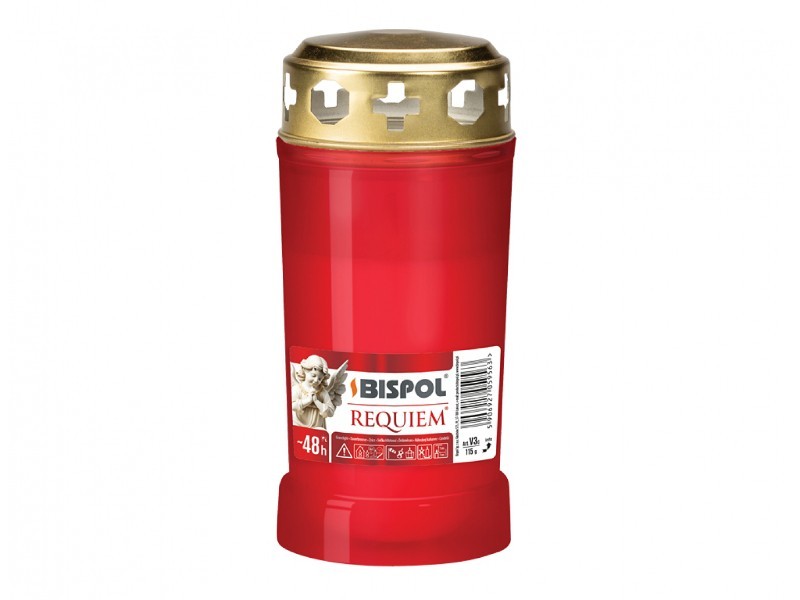 Lampička hřbitovní REQUIEM litý vosk plast 140g - foto 1