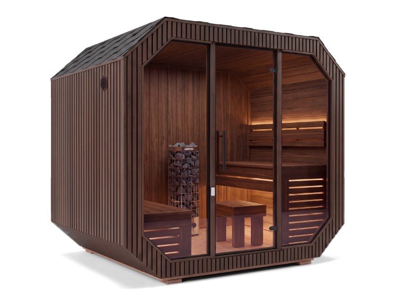 Fínska sauna Iconix Panorama L - hnedý ext/tmavý int - foto 1