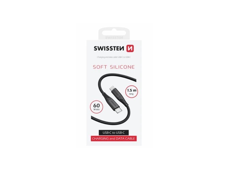SWISSTEN DATOVÝ KABEL SOFT SILICONE USB-C/USB-C 1,5m 60W - foto 1