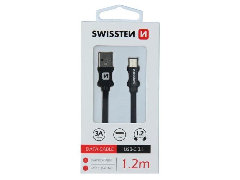 SWISSTEN Datový kabel TEXTILE USB/USB-C, 1,2m černý - foto 1