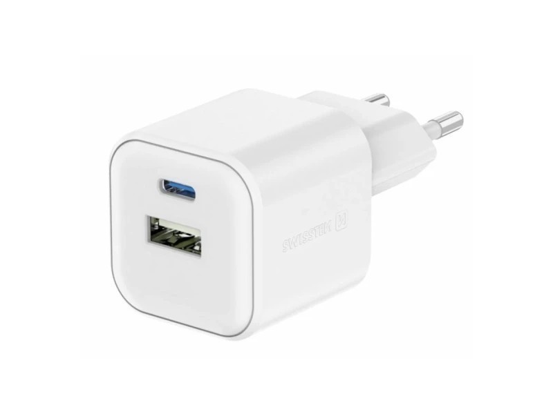 SWISSTEN SÍŤOVÝ ADAPTÉR GaN, 1x USB-C 20W PD + 1x USB-A 18W - foto 1