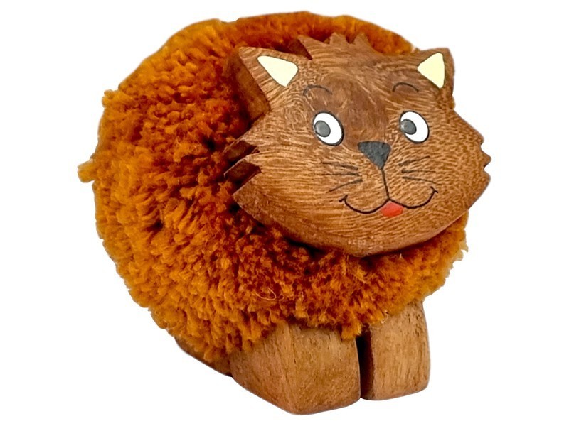 Dřevěná figurka XL pompon Kočka - foto 1