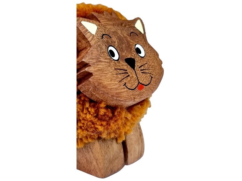 Dřevěná figurka XL pompon Kočka - foto 3