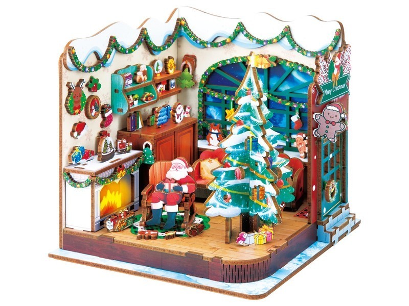3D dřevěná skládačka Miniatura domečku Santova dílna - foto 1