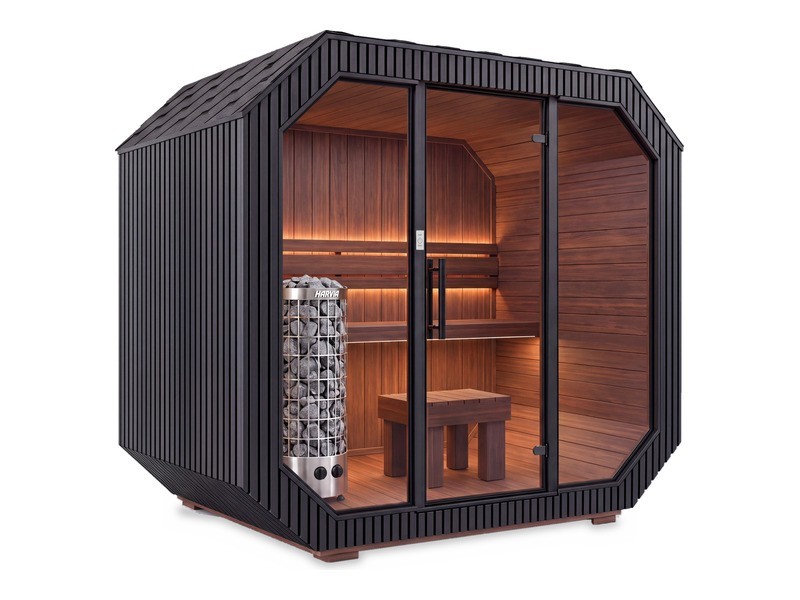 Fínska sauna Iconix Panorama M - čierny ext/tmavý int - foto 1
