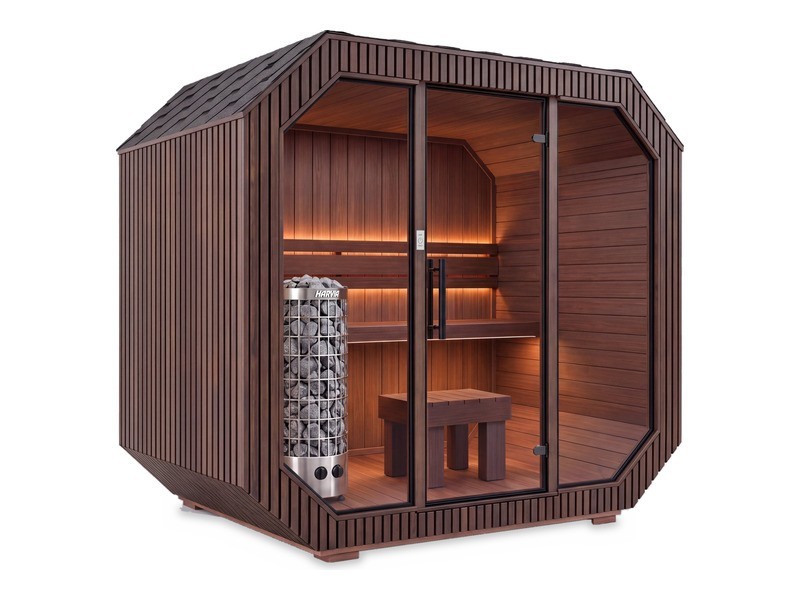Fínska sauna Iconix Panorama M - hnedý ext/tmavý int - foto 1