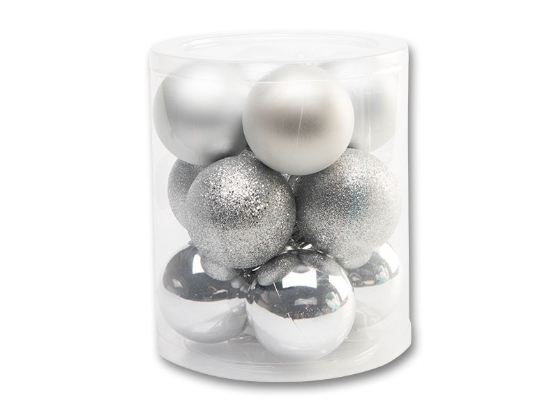 Vianočné gule Ø6cm strieborná, 12ks - foto 1