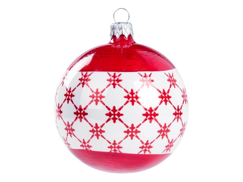 Sklenená vianočná guľa hviezdy 8cm, červená - foto 1 Sklenená vianočná guľa hviezdy 8cm, červená - foto 1