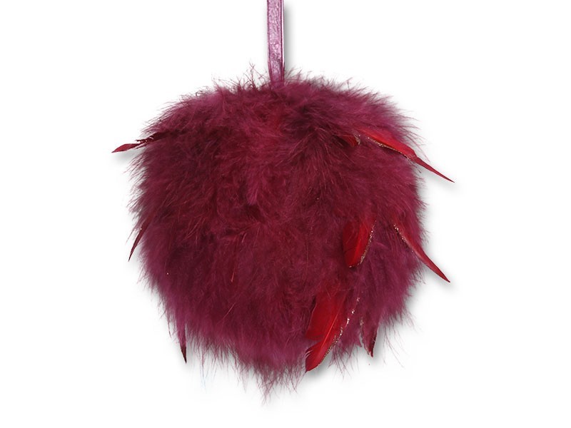 Vánoční koule Ø14cm červená, peří - foto 1
