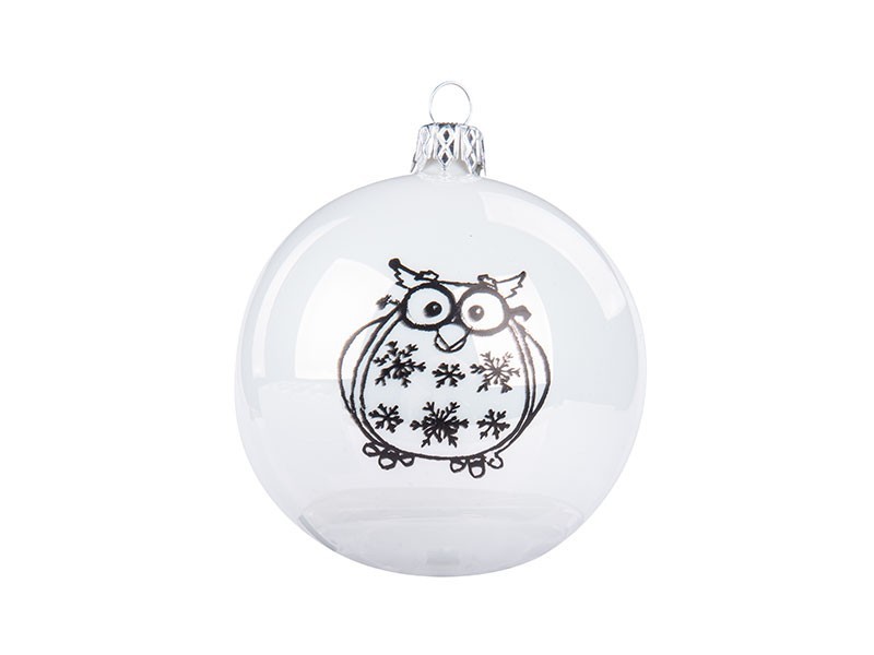 Vánoční koule bílo-černá sada, sova - foto 2