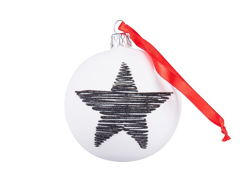 Vánoční koule bílo-černá sada, sněhulák - foto 3