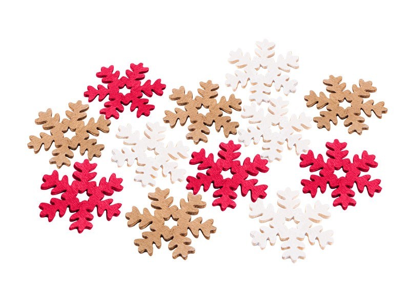 Dekorace dřevěné vločky 4 cm, 12 ks - foto 3