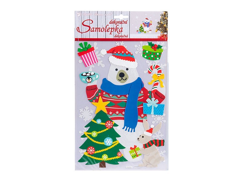 Vianočná dekorácia na okno 36x21 cm, medveď - foto 1