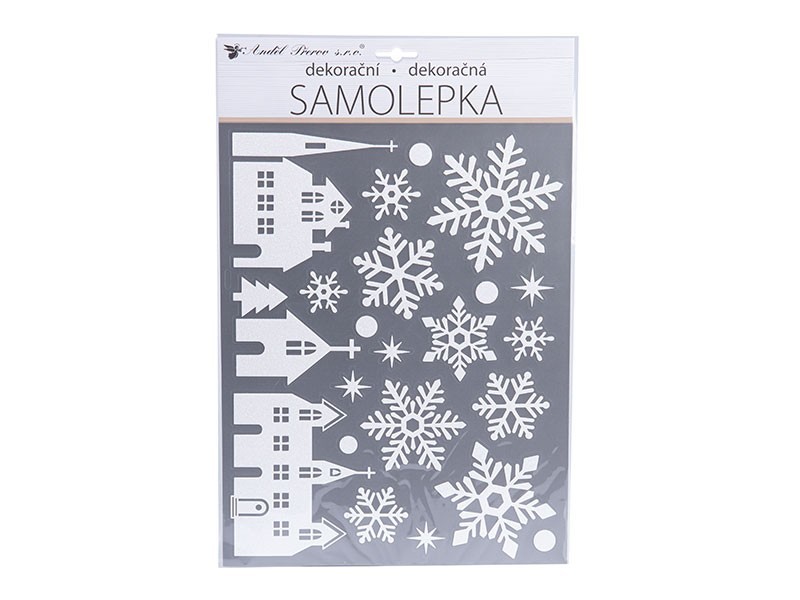 Samolepka bílá s glitry 15 x 64 městečko - foto 1