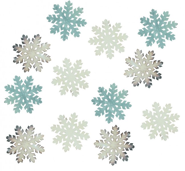 Dekorace dřevěné vločky 4 cm, 12 ks - foto 1 Dekorace dřevěné vločky 4 cm, 12 ks - foto 1