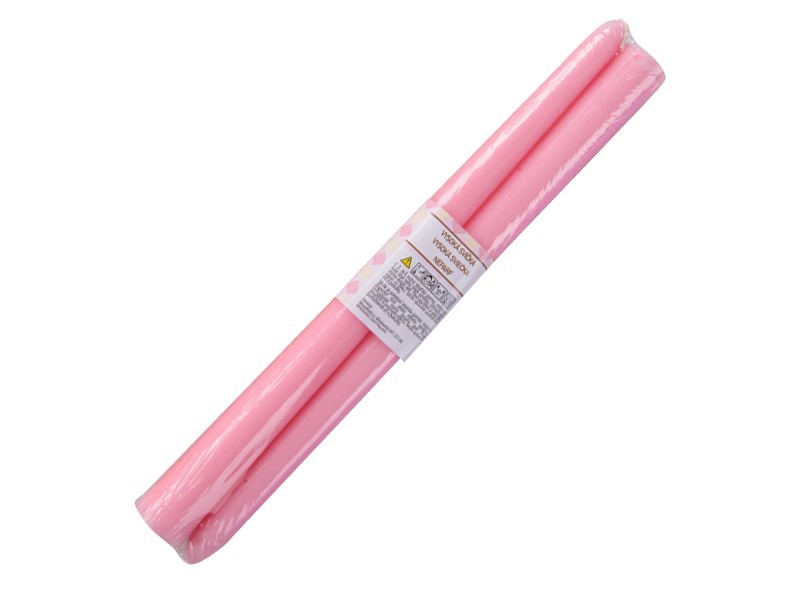 Růžová svíčka neparfémovaná 25cm, 2ks - foto 1