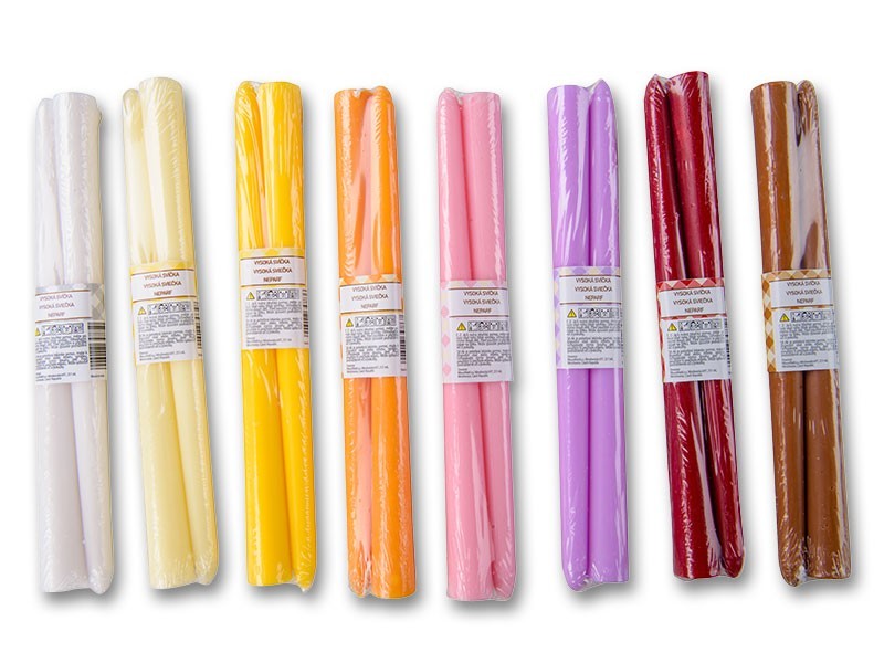 Růžová svíčka neparfémovaná 25cm, 2ks - foto 2