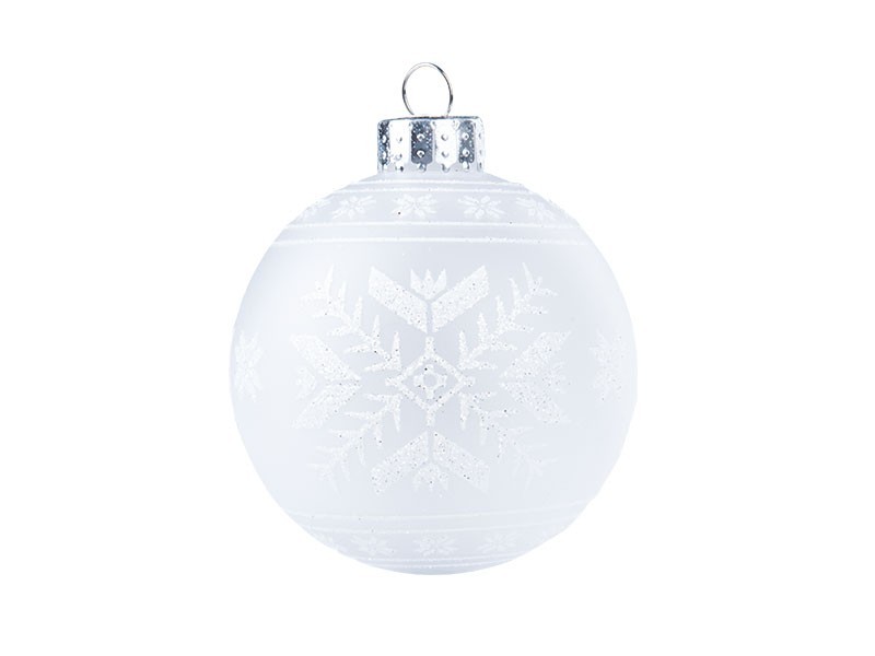 Koule vánoční 4x80mm, bílá s dekorem - foto 2 Koule vánoční 4x80mm, bílá s dekorem - foto 2