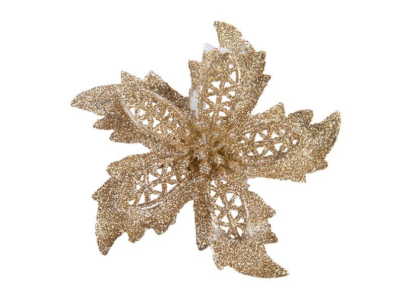 Květ na klipu, 12cm, růžová/zlatá 3ks - foto 2