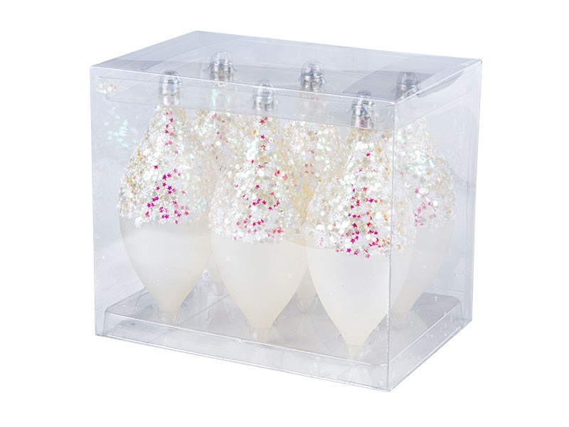 Kvapka vianočná 130mm, biela s dekorom - foto 1