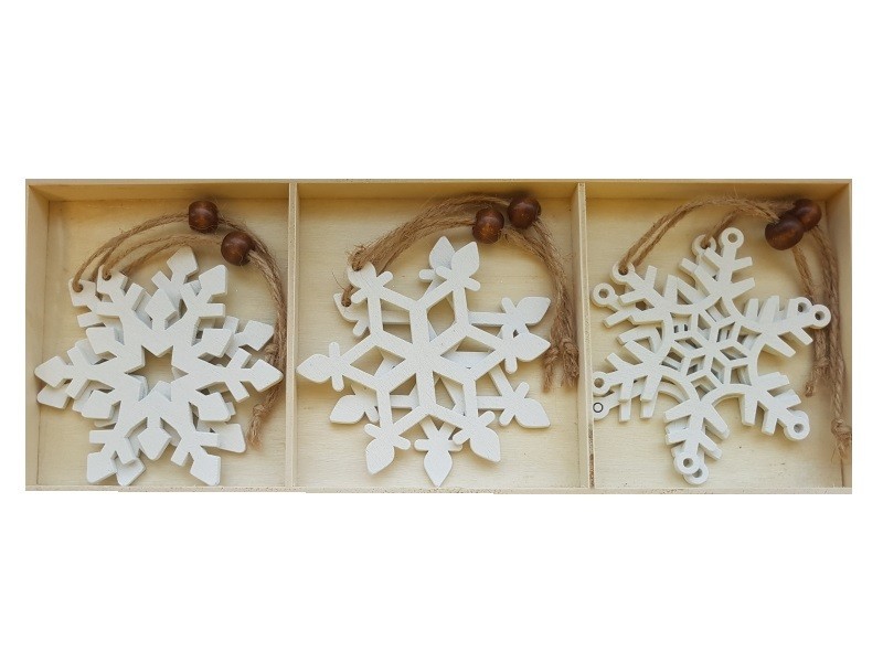Vločky dřevěné na zavěšení v krabičce - foto 1 Vločky dřevěné na zavěšení v krabičce - foto 1