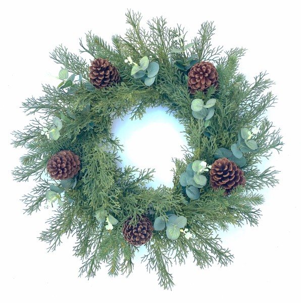 Věnec s eukalyptem a šiškami, 50cm - foto 1