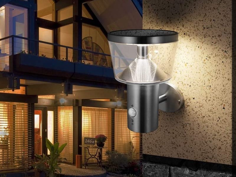 Nástěnné solární osvětlení s čidlem Torino, chrom - foto 2