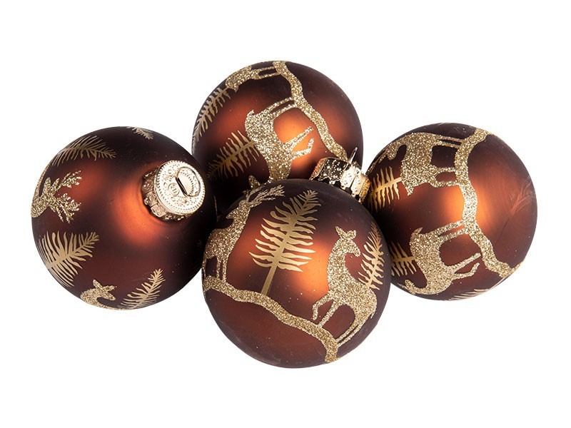 Koule vánoční, sklo, 4ks, jeleni - foto 2